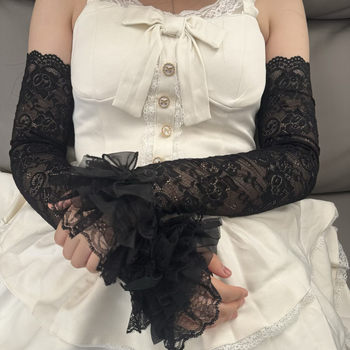 Francuske svadbene mrežaste rukavice s dugim čipkastim rukavima - elegantan, seksi stil za žene