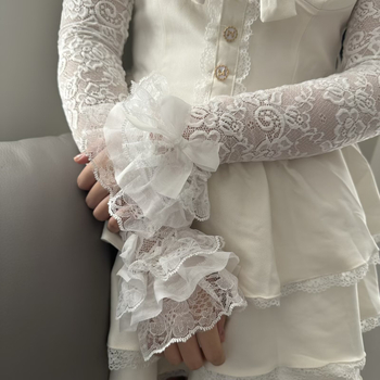 Francuske svadbene mrežaste rukavice s dugim čipkastim rukavima - elegantan, seksi stil za žene