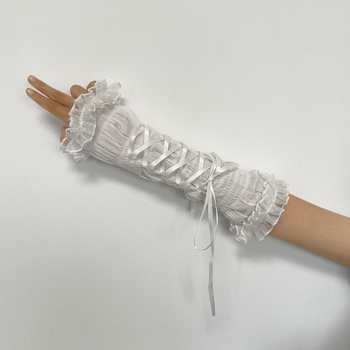 Ženske duge rukavice s čipkastim rubom i remenom, japanski Lolita stil, od pamuka