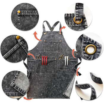 Denim fartuh bez rukava, otporan na mrlje, jednofarbni, univerzalna veličina, za umjetničko atelje, manikuru i kuhinju