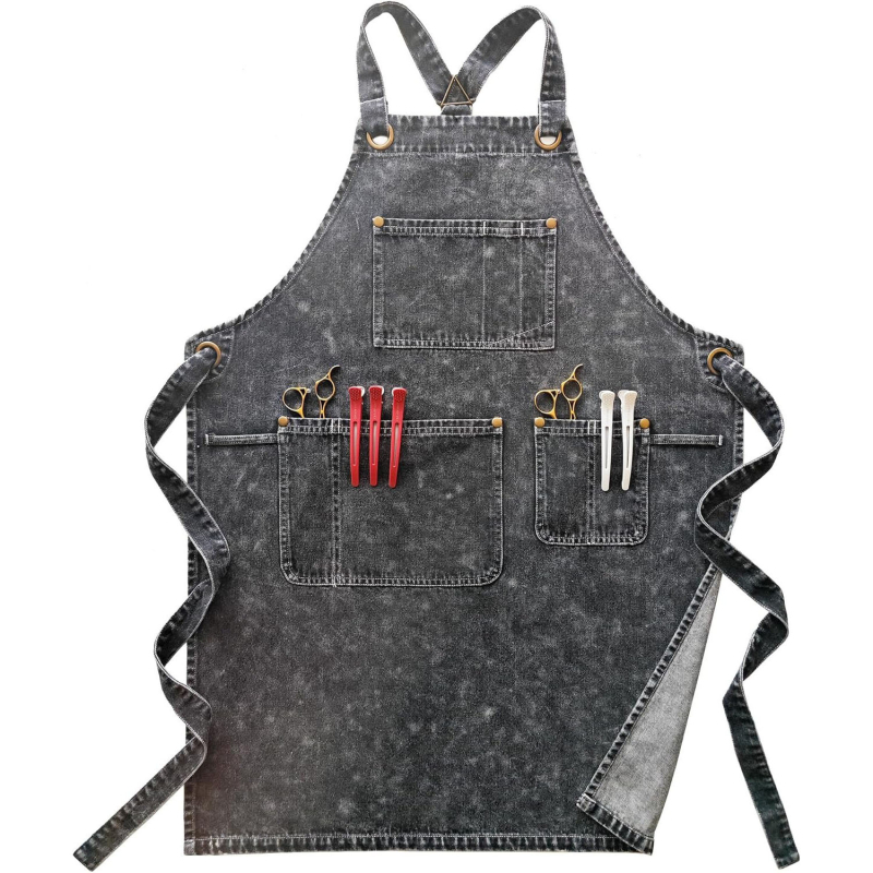 Denim fartuh bez rukava, otporan na mrlje, jednofarbni, univerzalna veličina, za umjetničko atelje, manikuru i kuhinju
