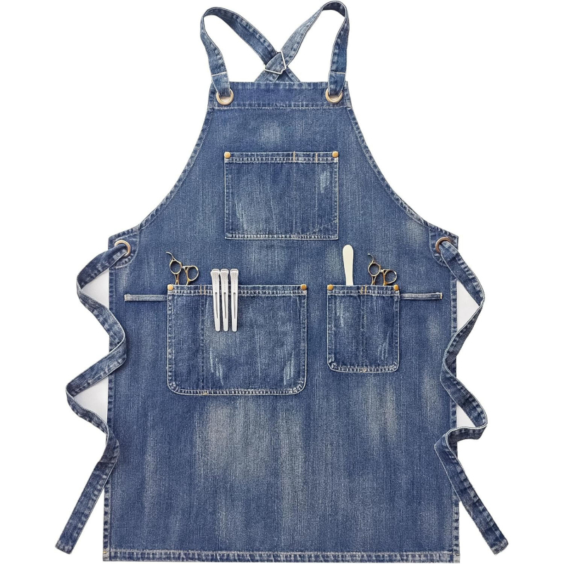 Denim fartuh bez rukava, otporan na mrlje, jednofarbni, univerzalna veličina, za umjetničko atelje, manikuru i kuhinju