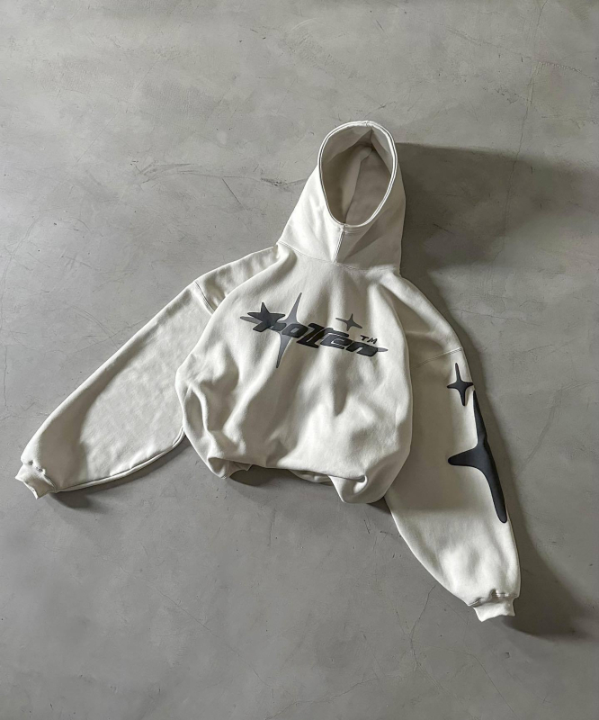 Američki street style udoban hoodie s kapuljačom za muškarce i žene, Y2K print zvijezda i slova, casual dizajn s visokim ovratnikom, poliester-spandeks mješavina