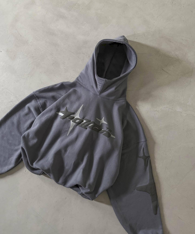 Američki street style udoban hoodie s kapuljačom za muškarce i žene, Y2K print zvijezda i slova, casual dizajn s visokim ovratnikom, poliester-spandeks mješavina