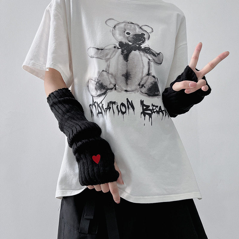 Pleten rukav za prste i zaštitni dio za ruku, Harajuku stil, Y2K moda
