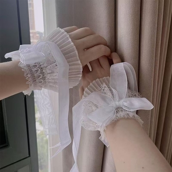 Lolita stil dugačke manžete s mašnicom i čipkom, dodatak za fotografiranje i ples