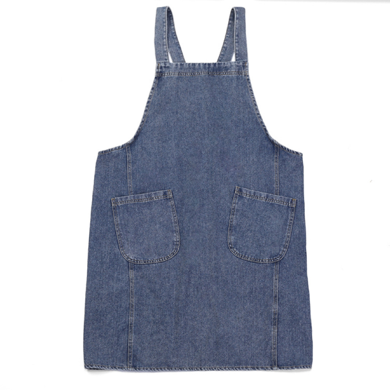 Kuhinjska pregača u japanskom stilu, pamuk-kanvas, oprani denim efekt, bez rukava, jednobojna, jedna veličina