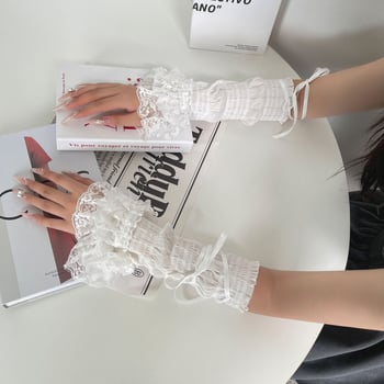 Rukavice za podlakticu u japanskom Lolita stilu s vezicama i čipkom