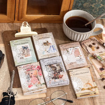 Sugar Poetry Caiet de notițe din seria Timp și Spațiu – Colaj retro cu fluturi pe film, decor DIY pentru agendă
