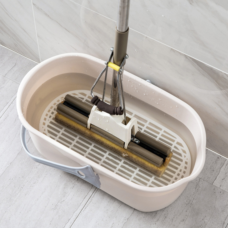 Kanta za mop s mrežicom i sustavom za cijeđenje, ojačana plastična kanta za kućni ravni mop