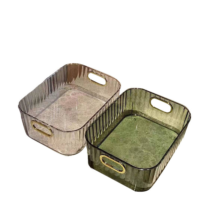PET kutija za kozmetiku na stolnu površinu s akrilnim završetkom, svestran organizator za kozmetiku, odjeću i sitnice, dimenzije 27×20×10 cm.