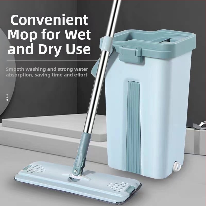 Set mop s kantom za kućnu upotrebu, ploski mop, ručka od nehrđajućeg čelika