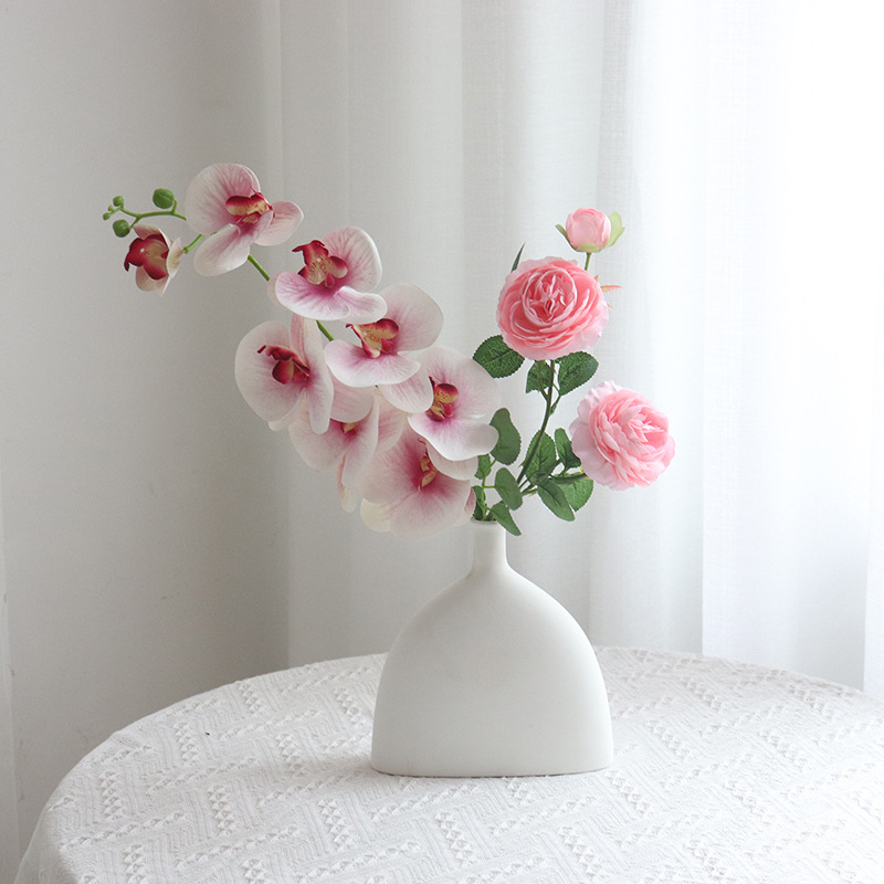 Bijela umjetna Phalaenopsis s devet glavama, tekstura 3D ispisa, elegantan dom i svadbena dekoracija