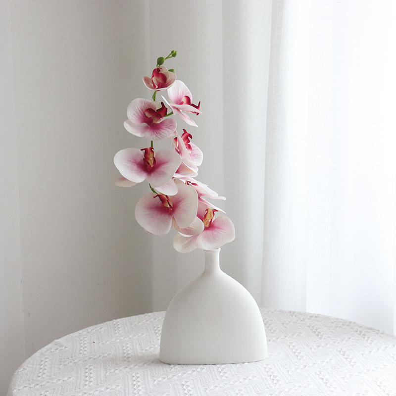 Bijela umjetna Phalaenopsis s devet glavama, tekstura 3D ispisa, elegantan dom i svadbena dekoracija