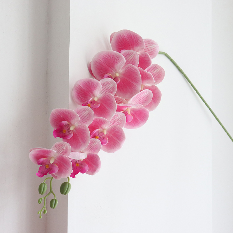 Bijela umjetna Phalaenopsis s devet glavama, tekstura 3D ispisa, elegantan dom i svadbena dekoracija