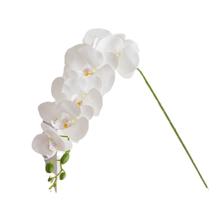 Bijela umjetna Phalaenopsis s devet glavama, tekstura 3D ispisa, elegantan dom i svadbena dekoracija