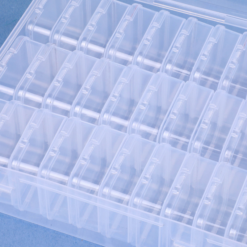 DIY set kutija za pohranu perlica za nokte i nakita – prozirni plastični organizator, PP, 22×17.5×6 cm, 1 L, mogućnost slaganja, otporan na prašinu