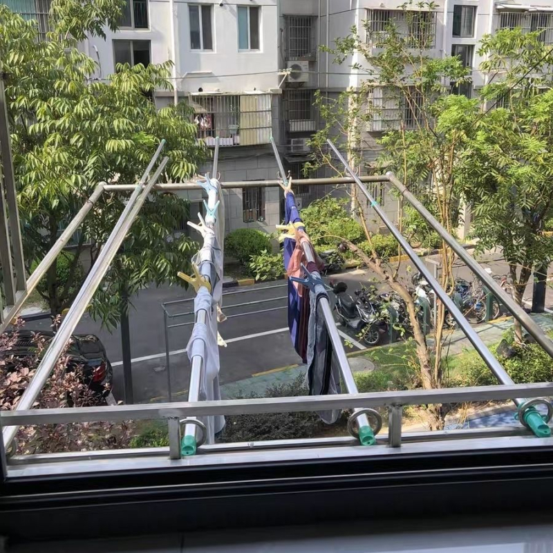 Debeli teleskopski štap za sušenje odjeće na balkon, gornja montaža, vanjska uporaba, galvanizirano čelično