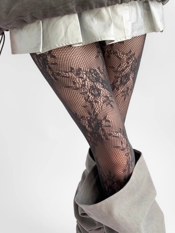 Čipkaste najlonke s jacquard mrežom – seksi mrežaste najlonke za žene