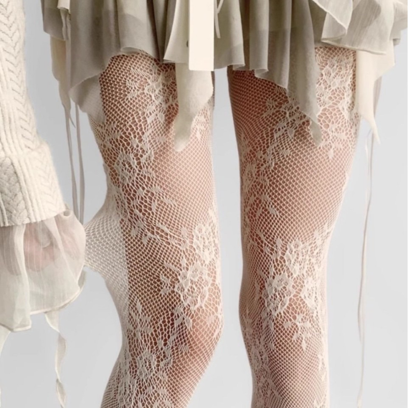 Čipkaste najlonke s jacquard mrežom – seksi mrežaste najlonke za žene