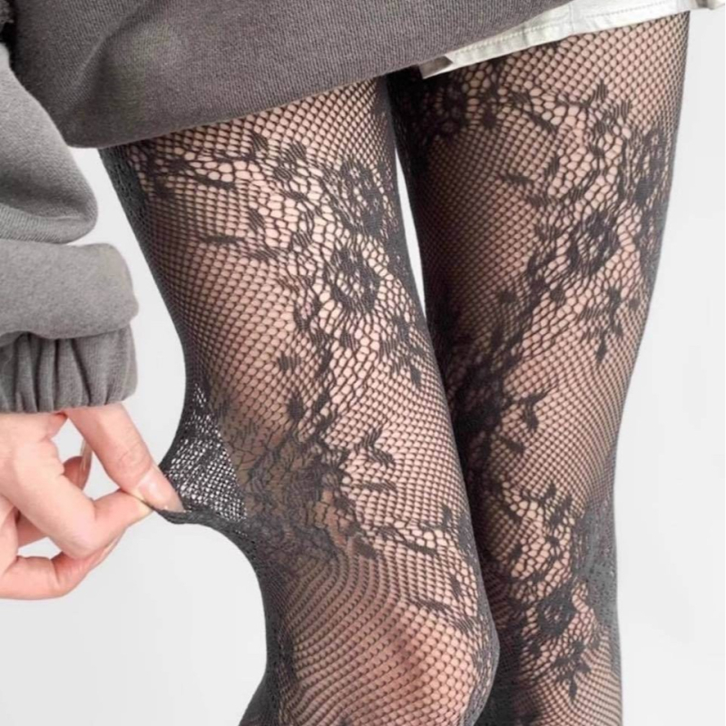 Čipkaste najlonke s jacquard mrežom – seksi mrežaste najlonke za žene