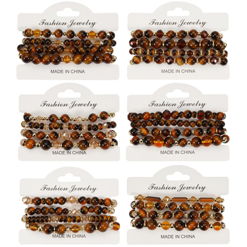 Klonirana narukvica od tigrovog oka s okruglim perlicama, unisex, 6-10 mm, Buddha perle