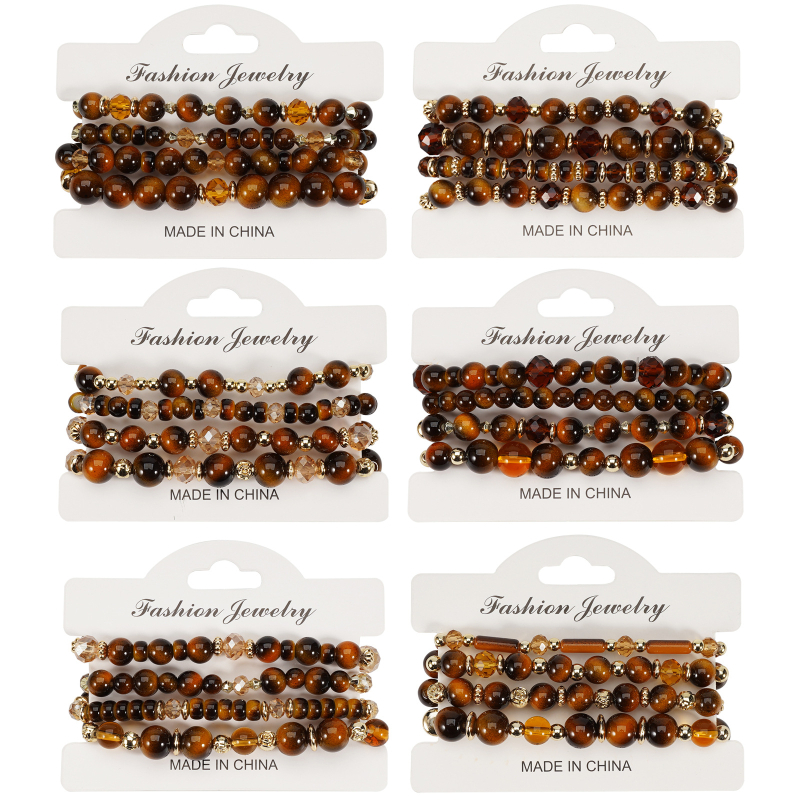 Klonirana narukvica od tigrovog oka s okruglim perlicama, unisex, 6-10 mm, Buddha perle