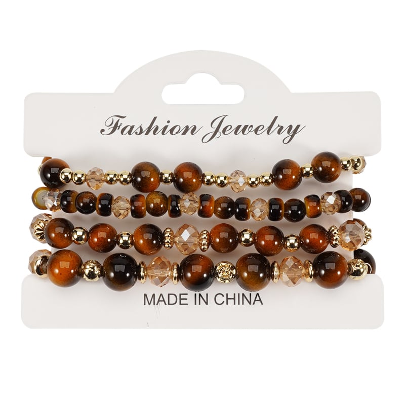 Klonirana narukvica od tigrovog oka s okruglim perlicama, unisex, 6-10 mm, Buddha perle