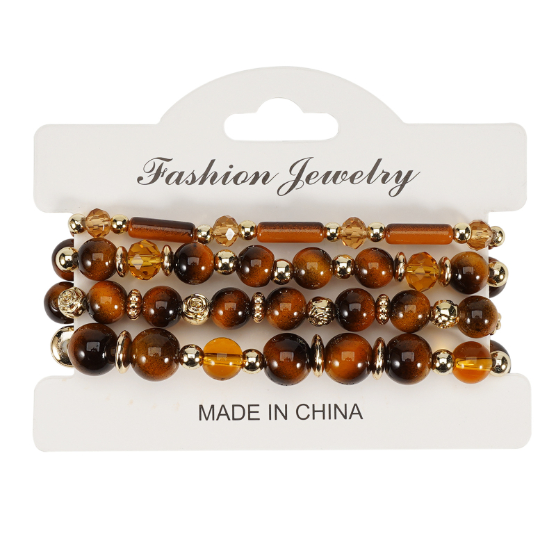 Klonirana narukvica od tigrovog oka s okruglim perlicama, unisex, 6-10 mm, Buddha perle