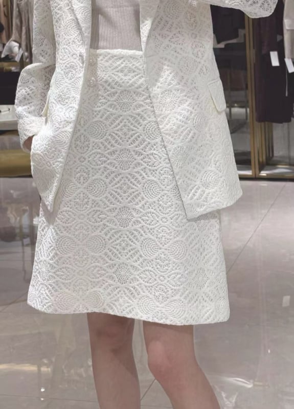 Čipkasti kostim sa sakoom i suknjom, 26 novih stilova, elegantan prorezani žakard