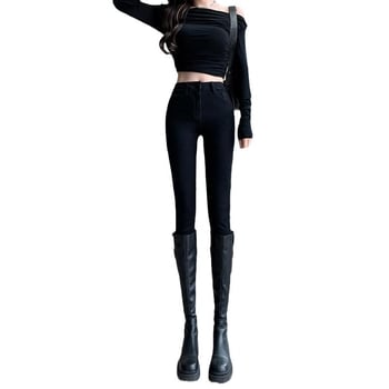 Ženske skinny traperice s visokim strukom, denim, korejski stil, za proljeće i jesen