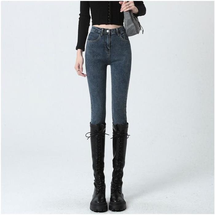 Ženske skinny traperice s visokim strukom, denim, korejski stil, za proljeće i jesen