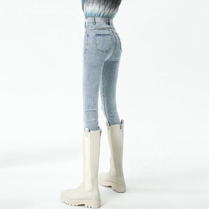 Ženske skinny traperice s visokim strukom, denim, korejski stil, za proljeće i jesen