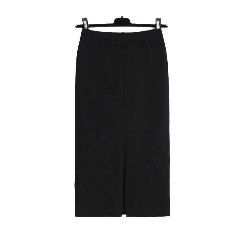 Nova proljeće-jesen verzija: uska bodycon olovka suknja srednje duljine od pletene tkanine s razrezom, za žene.