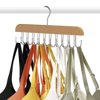 Drvena vješalica s 20 kuka za kaiševe, donje rublje i šalove – organizator garderobe s kukama, moderan minimalistički dizajn