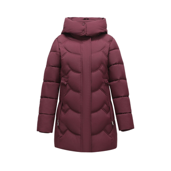 Ženski zimski kaput s poliester-pamučnim punjenjem, srednje duljine, kapuljača, elegantan gradski stil