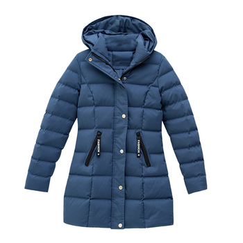 Ženski srednje dug kaput s kapuljačom, punjen perjem i pamukom, zimski stil, korejskog stila.