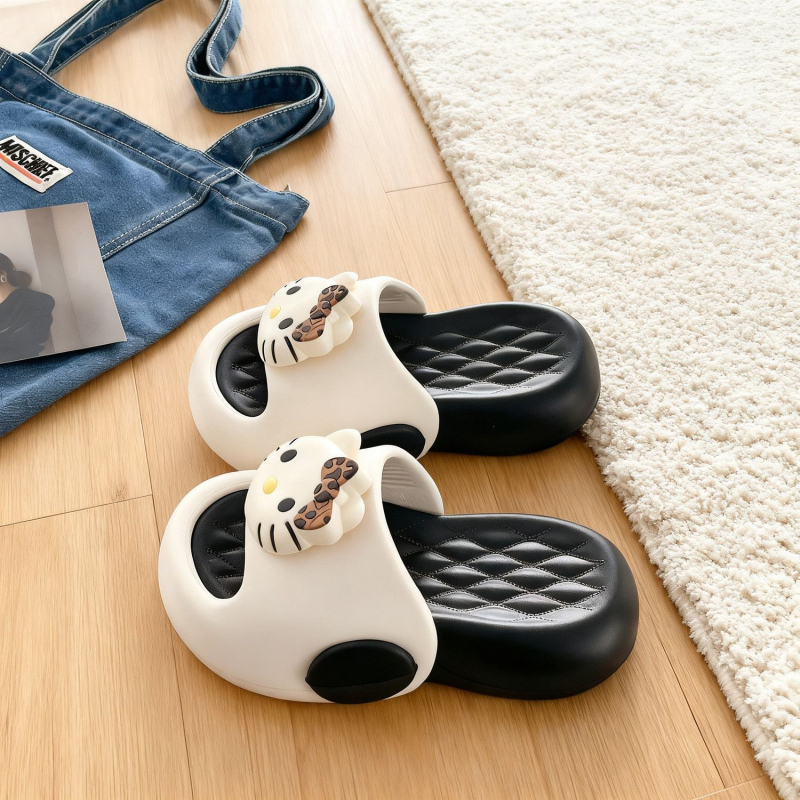 Ženske slip-on papuče s mačjim motivom i blok bojama, moderna debela potplata, za ljeto, pogodna za unutarnju i vanjsku upotrebu, udobne papuče za žene, 2026.