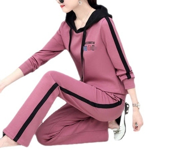 Ženski dvodijelni sportski set s kapuljačom i hlačama, plus veličina, korejski stil.