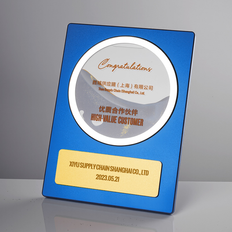 Prilagođena mramorna nagradna pločica s dizajnom Quicksand Medal, četverokutni dizajn, ovjereni počastni certifikat