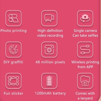 Q5 međunarodni dječji fotoprinter s Bluetoothom, tisk bez tinte, HD fotografije i videi, ispis etiketa s tekstom pogrešaka
