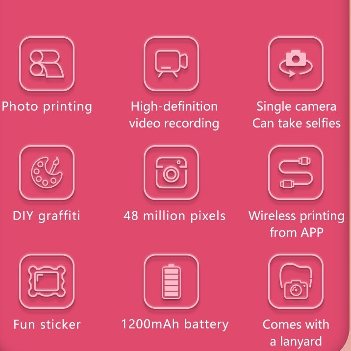 Q5 međunarodni dječji fotoprinter s Bluetoothom, tisk bez tinte, HD fotografije i videi, ispis etiketa s tekstom pogrešaka