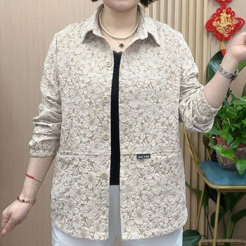 Jakna jacquard s polo ovratnikom za proljeće i jesen, univerzalna za žene srednje dobi i starije, udoban ležeran kroj