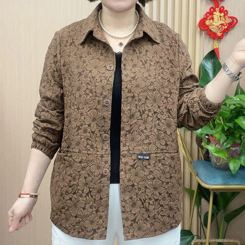 Jakna jacquard s polo ovratnikom za proljeće i jesen, univerzalna za žene srednje dobi i starije, udoban ležeran kroj