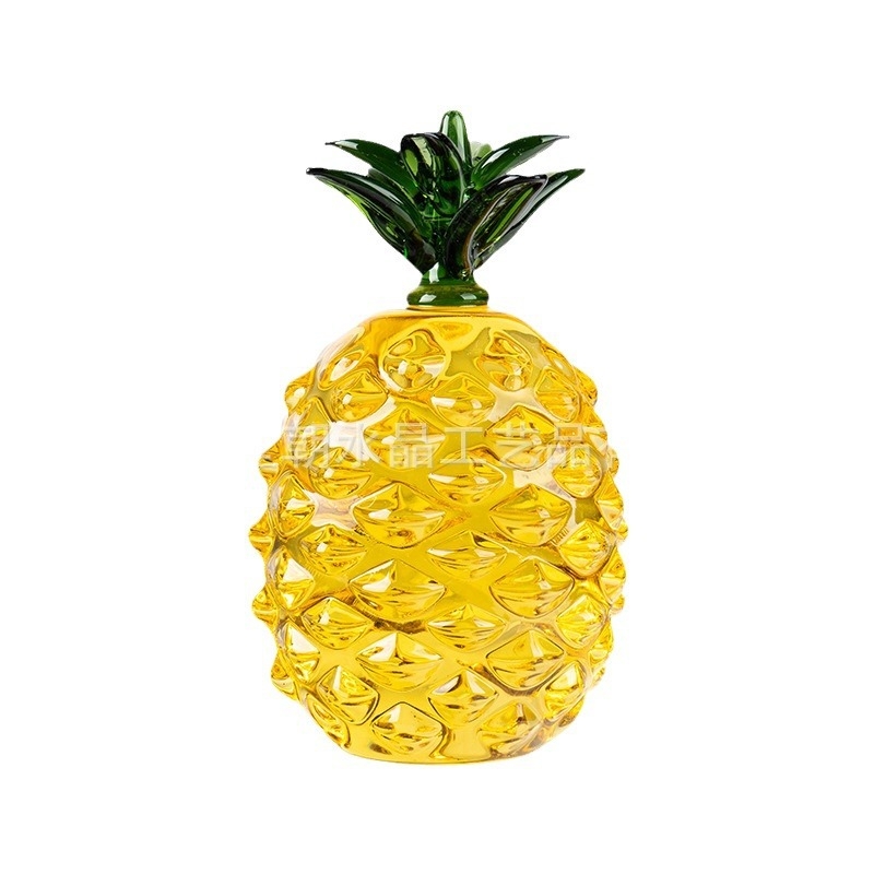 Krištalni ananas ukras s motivom Ruyi, dekor za hodnik i ormar, žuto staklo, 5 cm