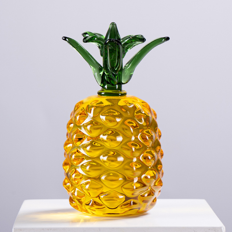 Krištalni ananas ukras s motivom Ruyi, dekor za hodnik i ormar, žuto staklo, 5 cm