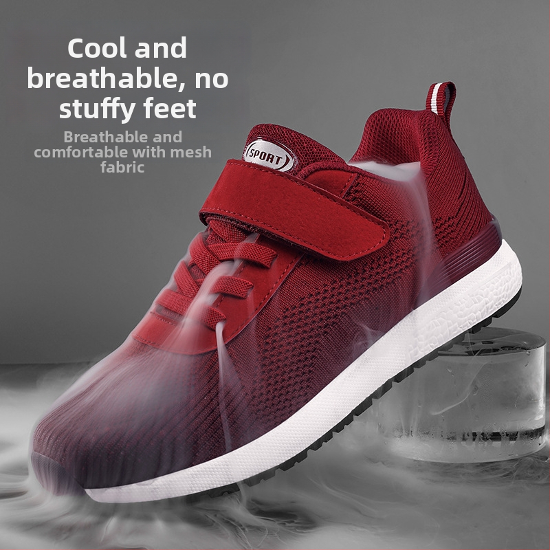 Pantofi sport casual pentru femei, model primăvară-toamnă, partea superioară din material textil, mărimi late, toc mic, închidere Velcro.