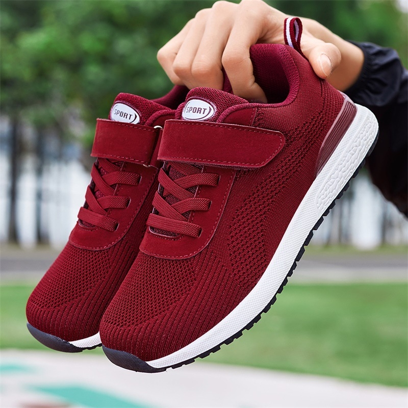 Pantofi sport casual pentru femei, model primăvară-toamnă, partea superioară din material textil, mărimi late, toc mic, închidere Velcro.