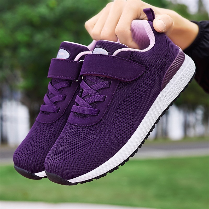 Pantofi sport casual pentru femei, model primăvară-toamnă, partea superioară din material textil, mărimi late, toc mic, închidere Velcro.