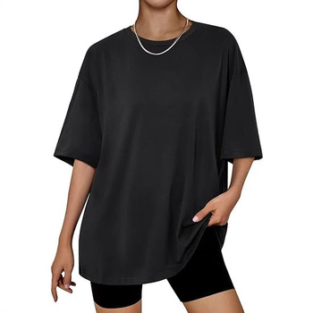 Ženski oversize T-shirt s kratkim rukavima, okruglim izrezom, jednobojni, ljetni svakodnevni osnovni komad.